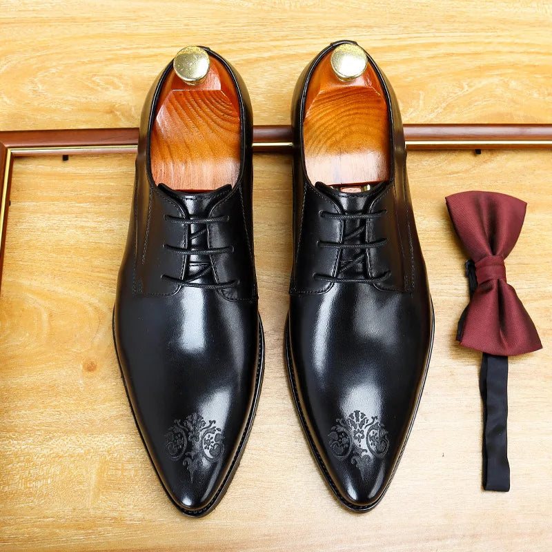 Chaussures Oxford en cuir formelles pour hommes, chaussures de ville à bout pointu, grandes tailles, respirantes et résistantes à l'usure, style Derby