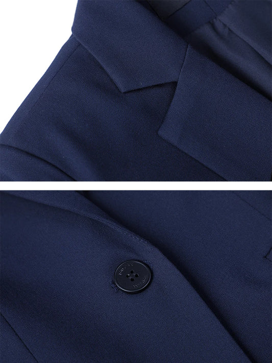 Bleu marine gris noir mince femmes pantalon costume Blazer veste et pantalon bureau dames femme affaires travail porter formel 2 pièces ensemble