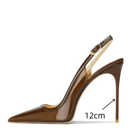 Baotou – sandales à talons aiguilles à motif de pierre pour femmes, coupe peu profonde avec sangle arrière et ouvertures latérales, chaussures de banlieue élégantes pour le bureau