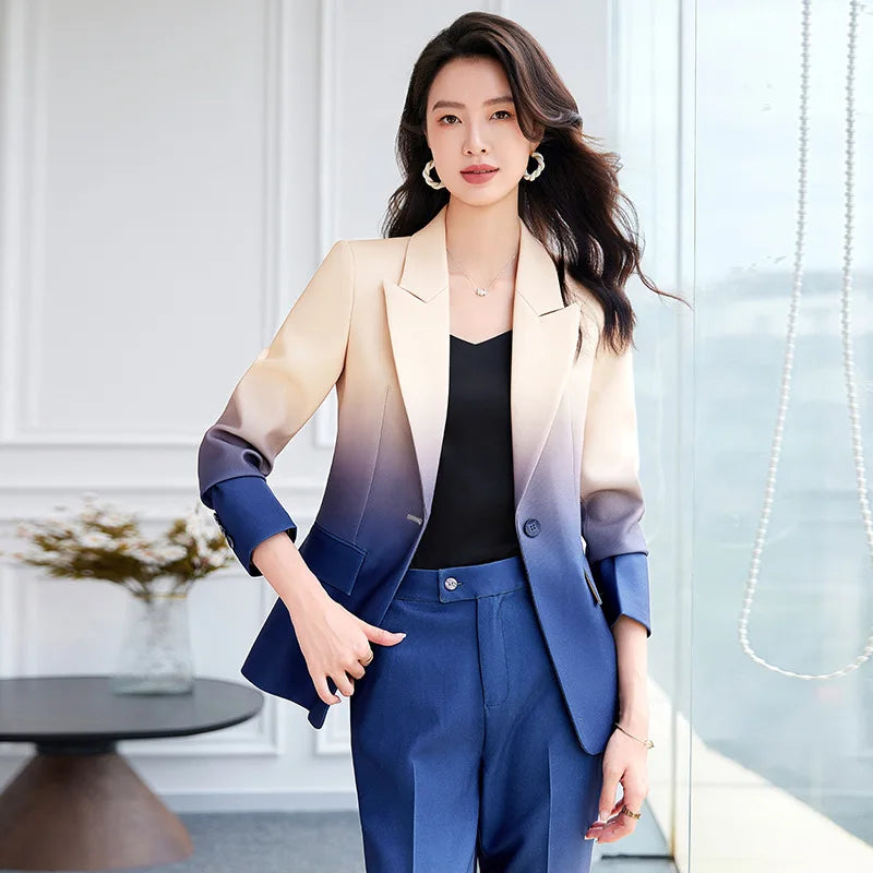 Blazer et pantalon évasé à bouton unique pour femme, ensemble de créateur imbibé, document nickel é imprimé, nouvelle mode, remise des diplômes élevée, ET, 2024