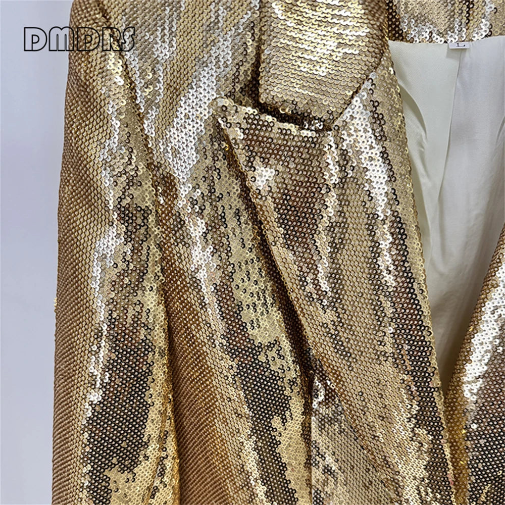 Ensemble de costume à paillettes éblouissantes pour femmes, ensemble veste et pantalon de costume de fête 2 pièces pour femmes, tenue de bal de nuit S-XXL