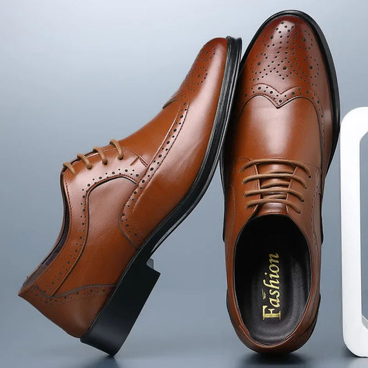 Chaussures Oxford en cuir véritable pour hommes, chaussures provoqué classiques, chaussures d'affaires formelles, chaussures de fête trempées