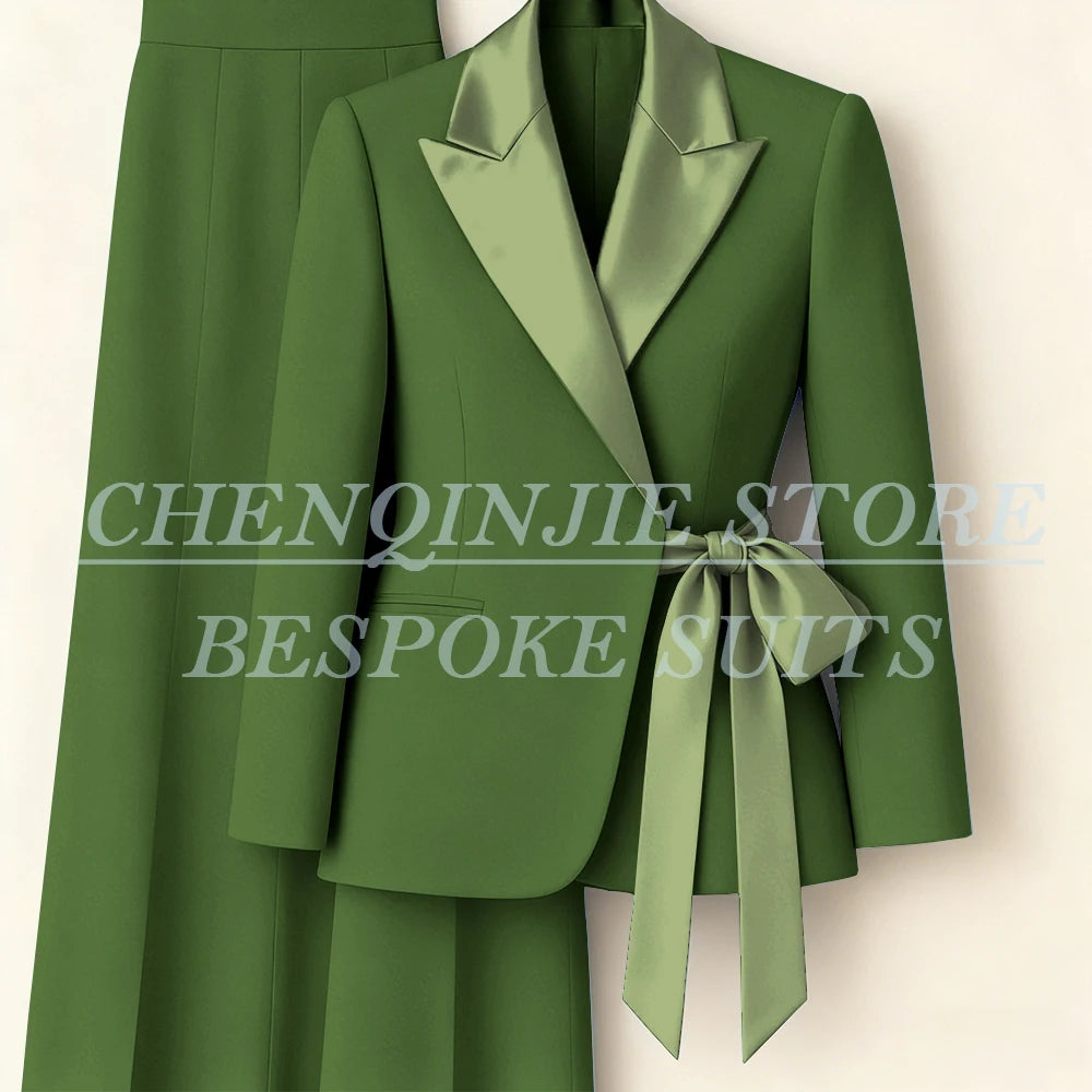 Costumes pour femmes personnalisés Blazer mode pic revers maigre bureau dame tenues formelle femme 2 pièces veste pantalon ensembles complets
