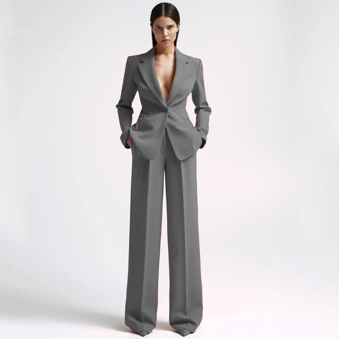 Costume 2 pièces rouge avec revers pour femmes, bouton unique, pour fête de mariage, travail d'affaires, trajet quotidien, Shopping décontracté, Blazer et pantalon