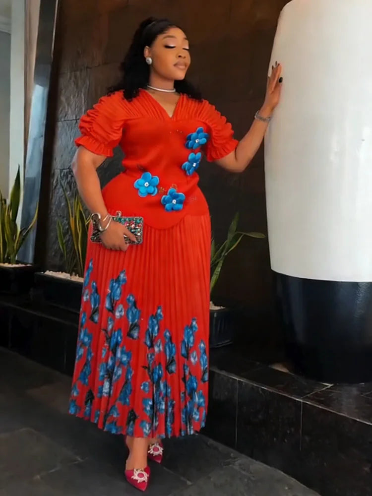 Robes plissées EGRM pour femmes 2026 Robe de soirée de mariage Robe de bal Grande taille Hauts à manches courtes et jupe Ensemble 2 pièces Vêtements 8G1037