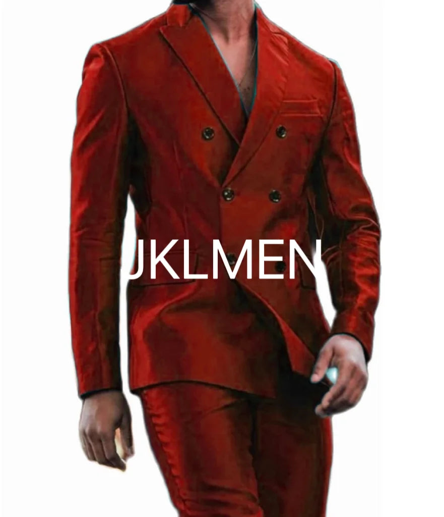 Costumes à double boutonnage pour hommes, veste et pantalon brillants, revers Patricia, smoking Terno Mascul37, marié, mariage, fête de Rh, dernier design