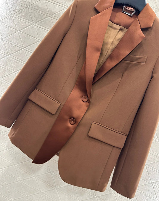 Veste de costume à simple boutonnage, col contrasté, manches longues, taille haute, pantalon ample à jambes droites, nouveau costume pour femmes