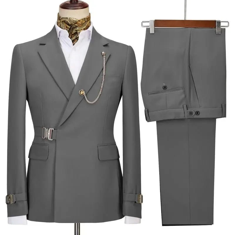 Costumes pour hommes Blazer pantalon pour hommes 2024 veste Design italien revers cranté fête mariage Slim Fit Costume Homme 2 pièces vêtements