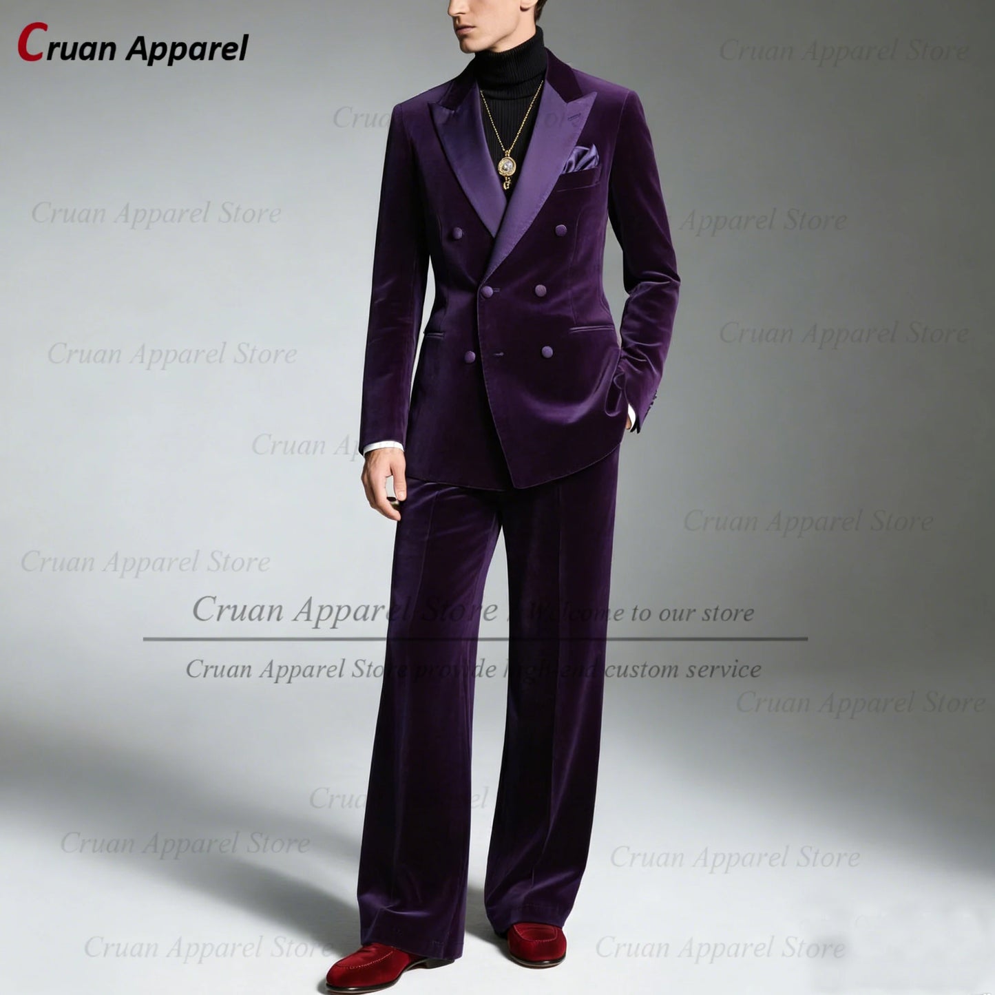Costume Double boutonnage en velours bleu marine pour hommes, tenue de soirée, sur mesure, Blazer et pantalon, élégant, Slim Fit, 2 pièces