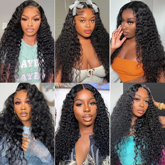 Deep Wave Human Hair Bundles, 12A Curly Bundles Human Hair, 22 24 26 Inch Wet and Wavy Brazilian Virgin Deep Wave