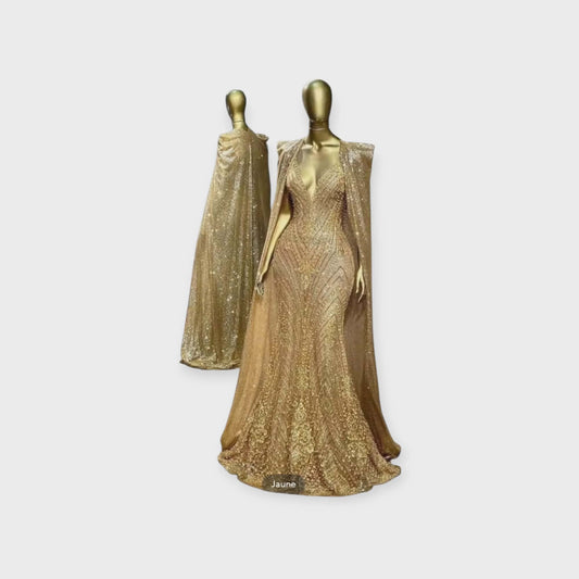 Robe longue dorée