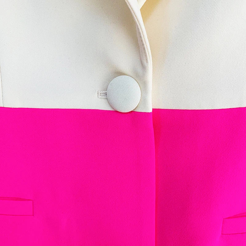 Ensemble de costume de créateur HIGH STREET, nouvelle collection 2026, pour femme, blazer à bouton unique, bloc de couleur, pantalon évasé