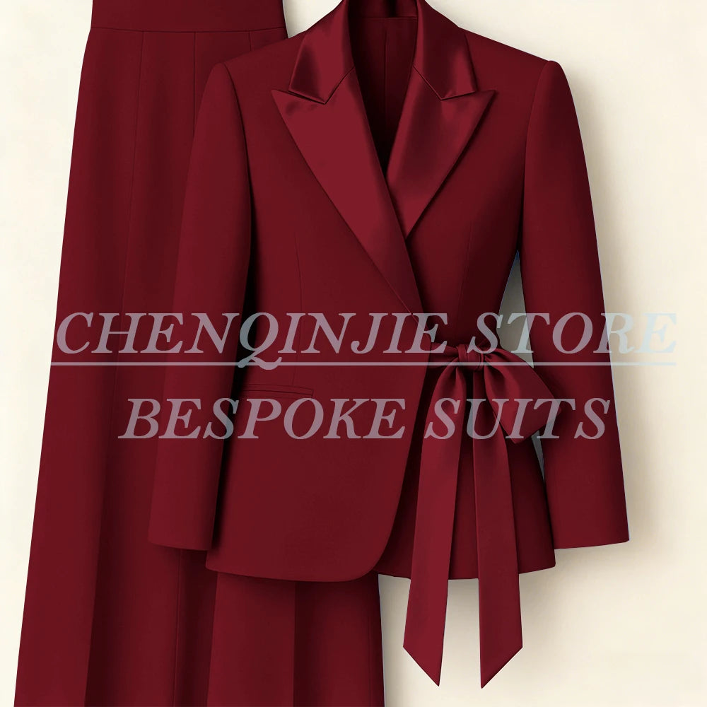 Costumes pour femmes personnalisés Blazer mode pic revers maigre bureau dame tenues formelle femme 2 pièces veste pantalon ensembles complets