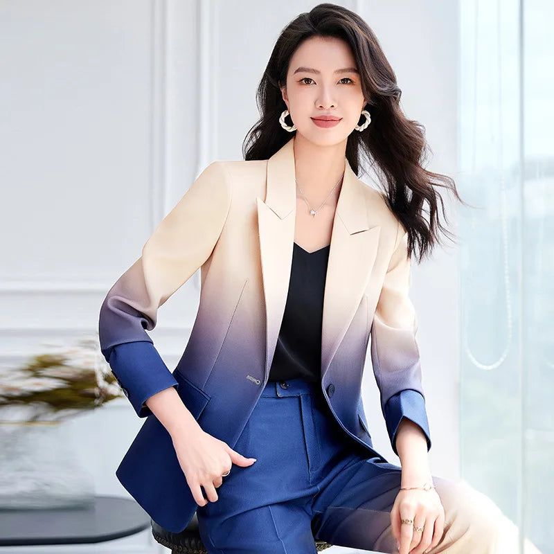 Blazer et pantalon évasé à bouton unique pour femme, ensemble de créateur imbibé, document nickel é imprimé, nouvelle mode, remise des diplômes élevée, ET, 2024