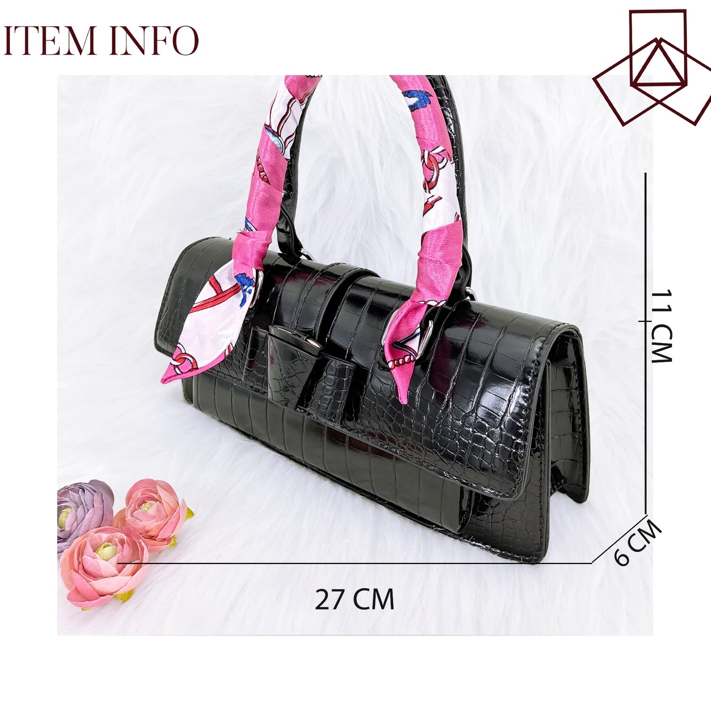 Ensemble de sacs en cuir miroir, nouveau design italien, nœud en tissu, embellissement ruban, poignée pointue Parker, talons hauts