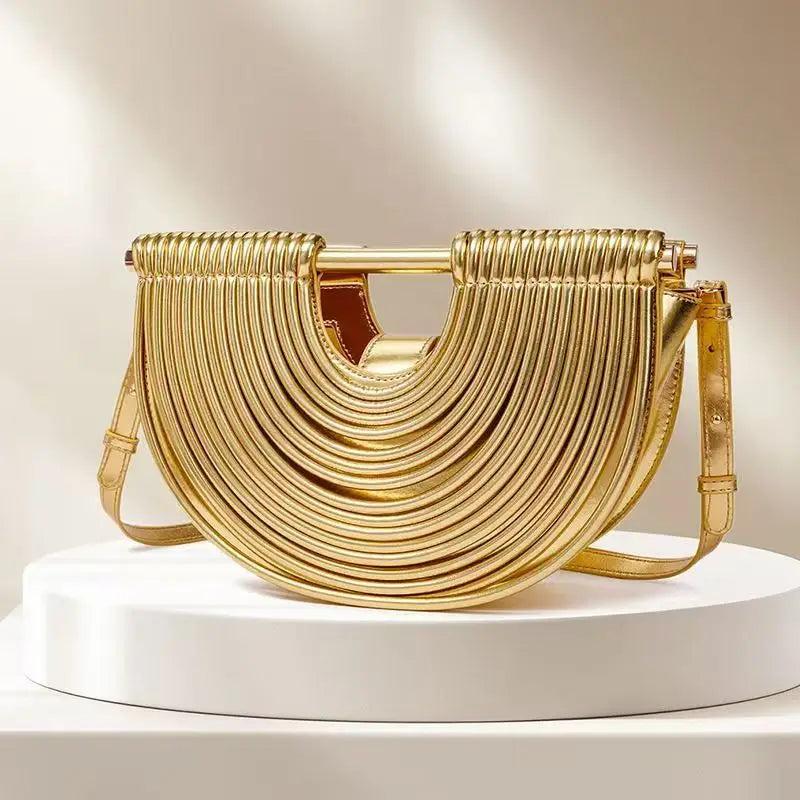 Sacs à main pour femmes 2026 nouveau or luxe marque de créateur lune tissé à la main nouilles sacs en cuir tiré Hobo argent soirée pochette Chic