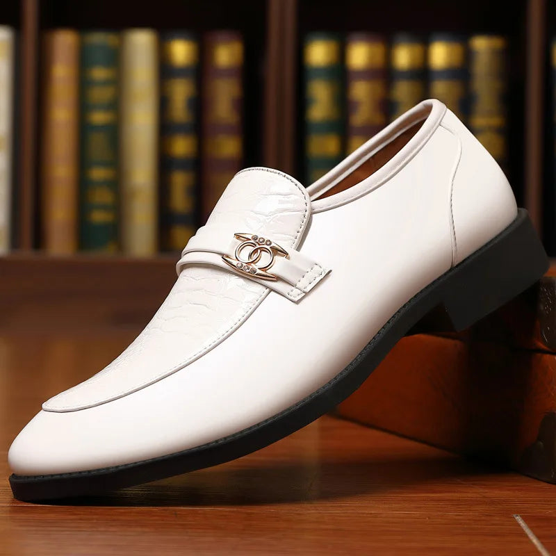 Chaussures habillées à bout pointu pour hommes, chaussures de mariage en cuir verni, Oxfords à enfiler, chaussures de fête, mocassins d'affaires de luxe