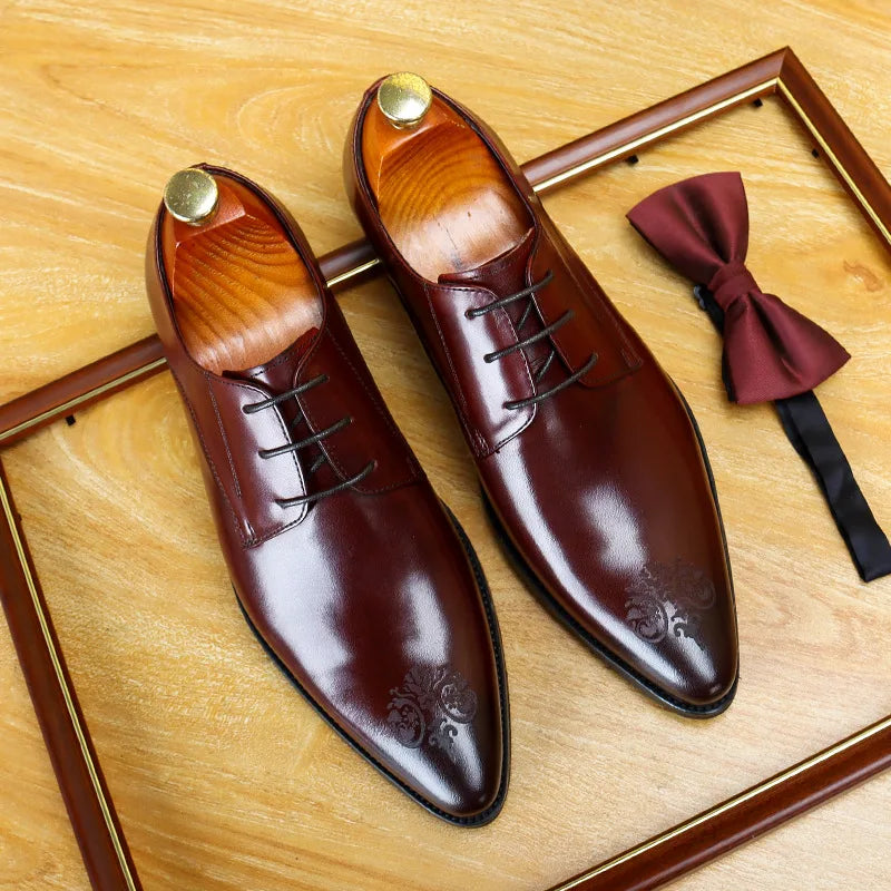 Chaussures Oxford en cuir formelles pour hommes, chaussures de ville à bout pointu, grandes tailles, respirantes et résistantes à l'usure, style Derby