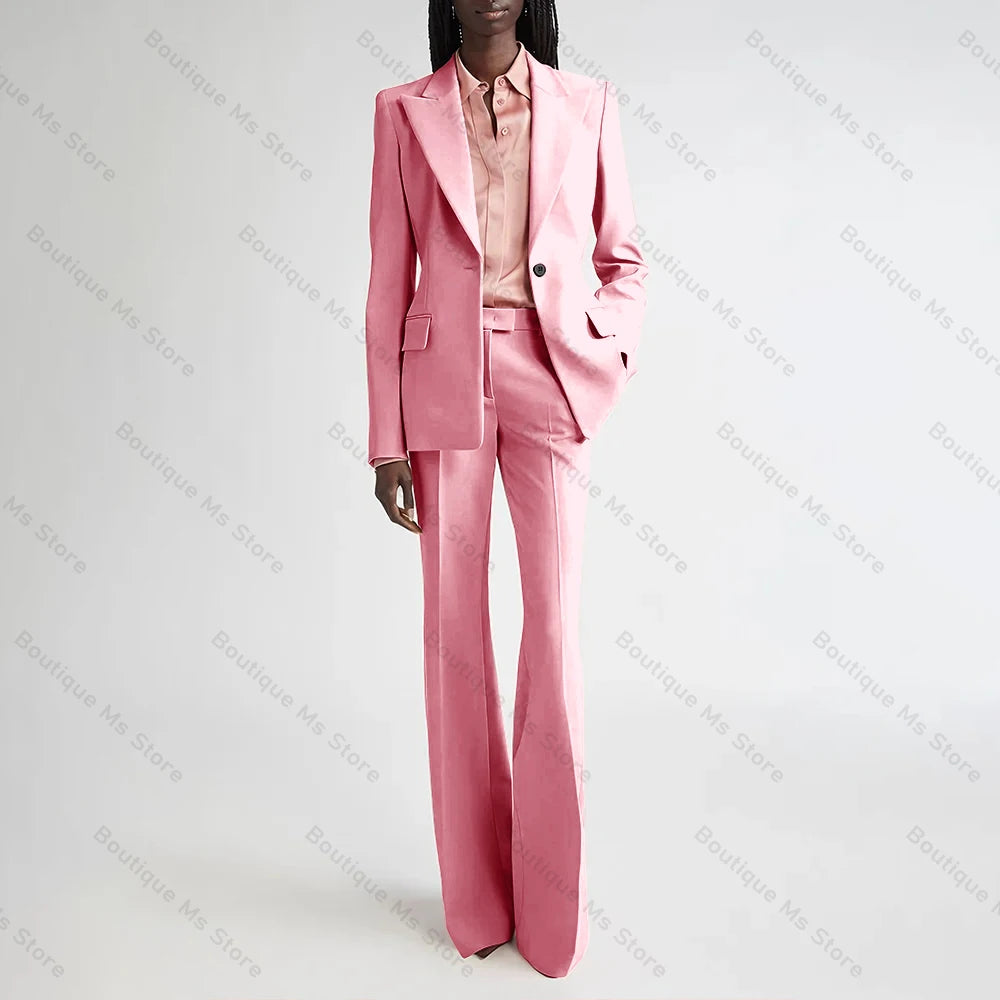 Costume de soirée formel rose pour femmes, ensemble deux pièces (Blazer + pantalon), bouton unique cranté, pour le bureau, quotidien, nouvelle collection