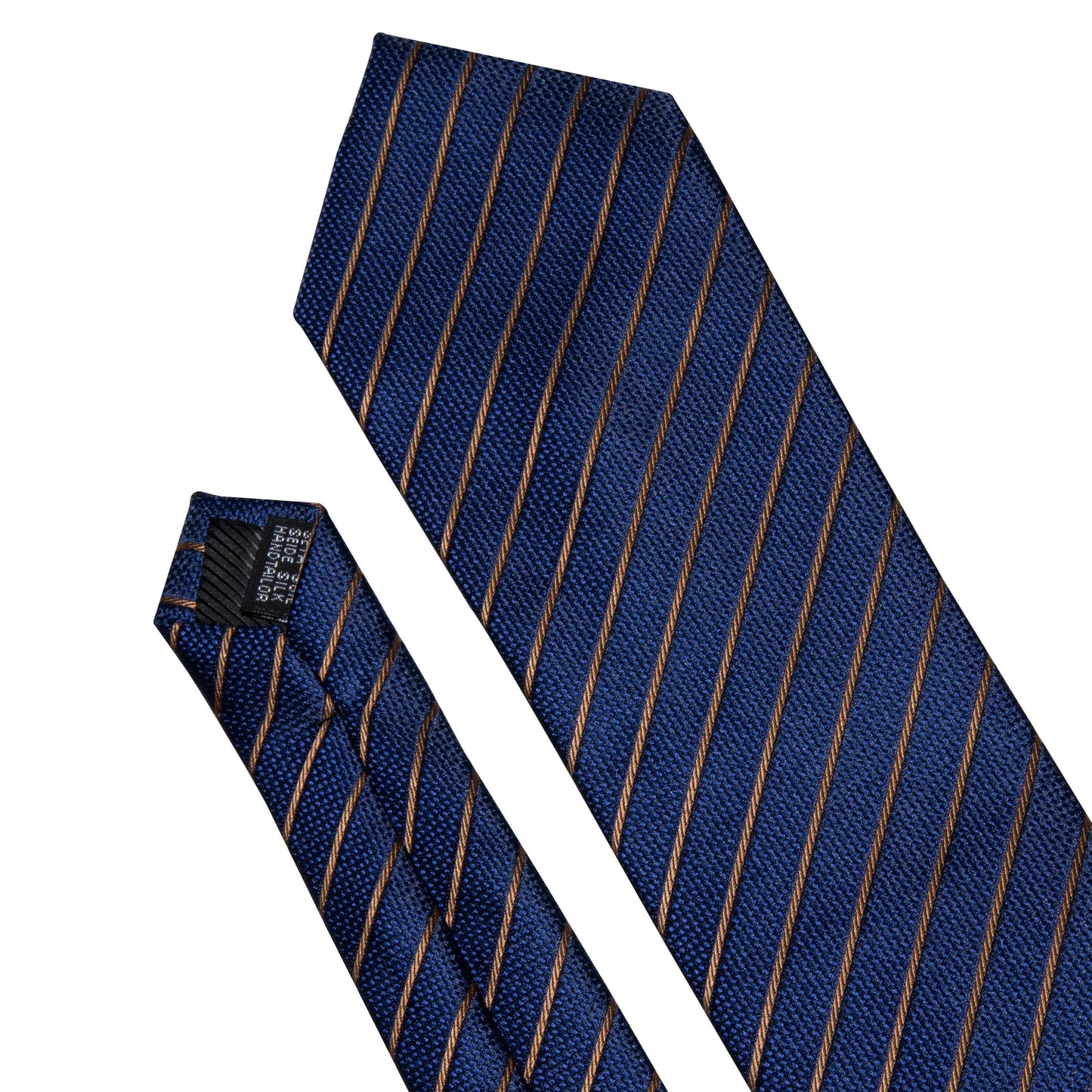 Hommes cravate or bleu marine rayé soie cravate Barry.Wang 3.4 "Jacquard fête mariage tissé créateurs de mode cravate pour hommes d'affaires