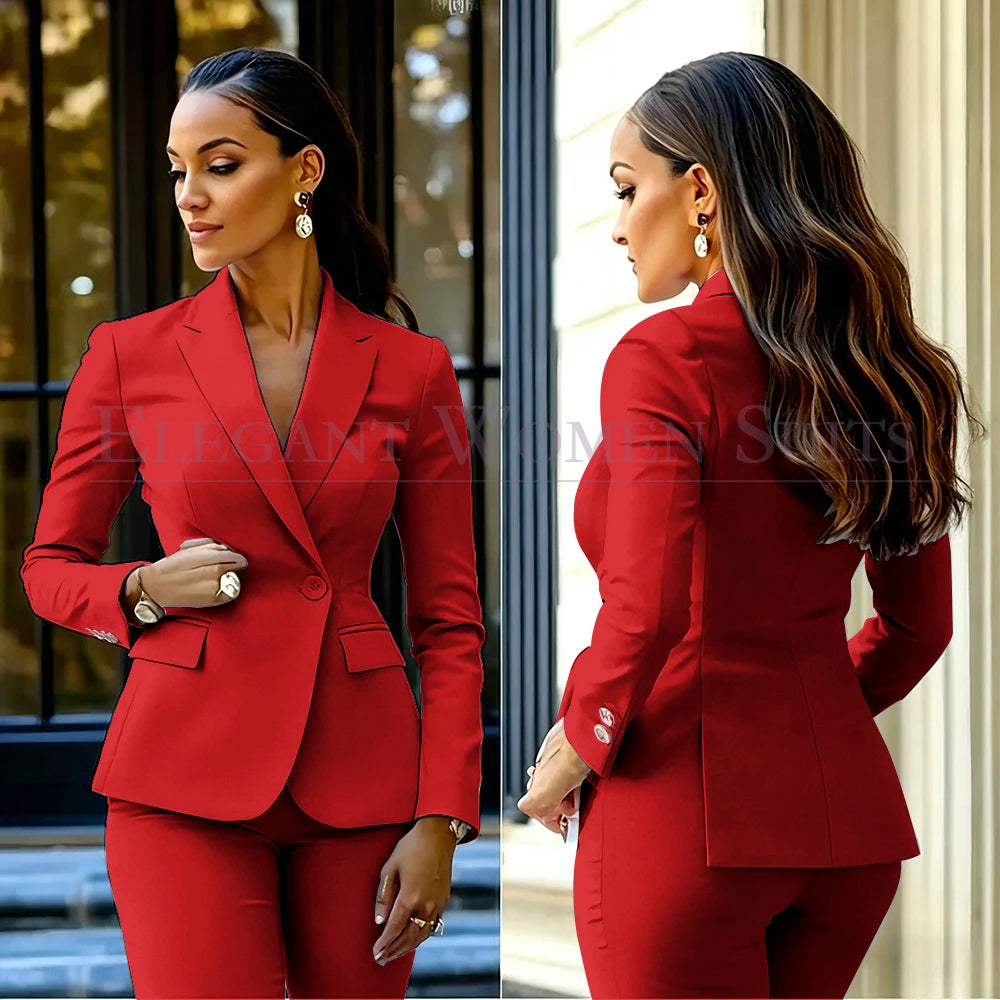 Costumes pour femmes roses, 2 pièces, veste et pantalon, vêtements féminins de luxe, double boutonnage, fente arrière, tenues, costumes