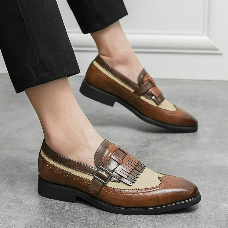 Hommes mocassins chaussures habillées d'affaires Style britannique en cuir richelieu chaussures sans lacet bureau chaussures en cuir à la main bout pointu chaussures plates pour homme