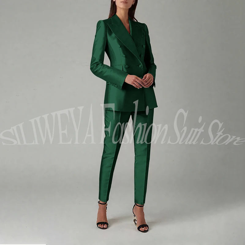 Ensemble blazer et pantalon à double boutonnage pour femme, rose brillant, vêtements élégants pour femme, coupe couvertes, tenue de bureau, luxe, 2 pièces