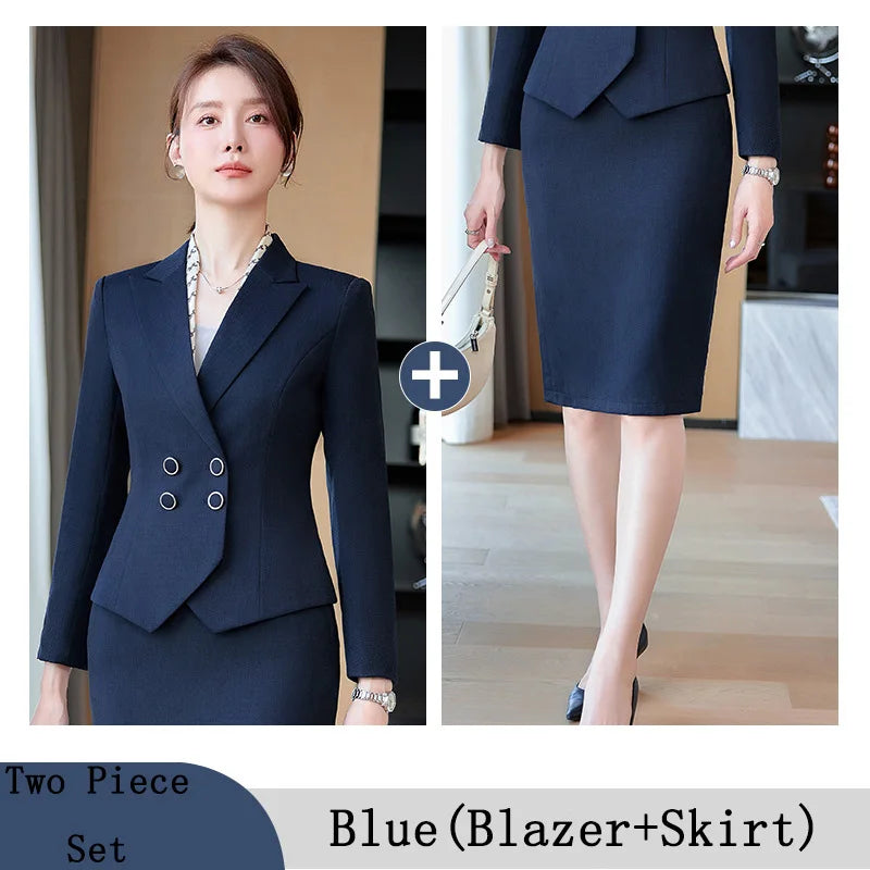 Ensemble blazer croisé pour femme, jupe élégante pour femme, vêtements de travail d'affaires, jupe imbibée, orange, bleu, rose, nouvelle arrivée