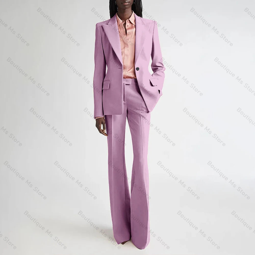 Costume de soirée formel rose pour femmes, ensemble deux pièces (Blazer + pantalon), bouton unique cranté, pour le bureau, quotidien, nouvelle collection