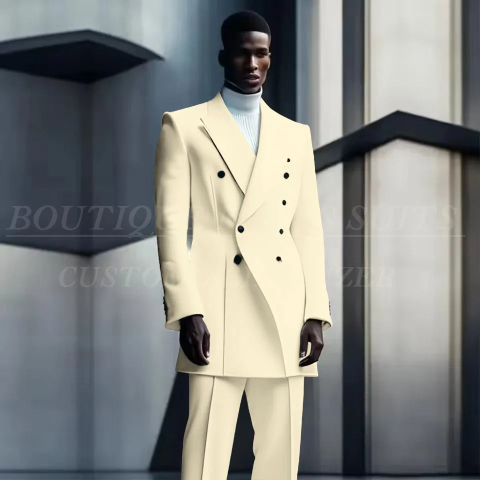 Costumes de conception de mode pour hommes, manteau long à double boutonnage, pantalon, smokings de mariage pour marié, blazer de fête, Rh, costume masculin, zones me, 2 pièces