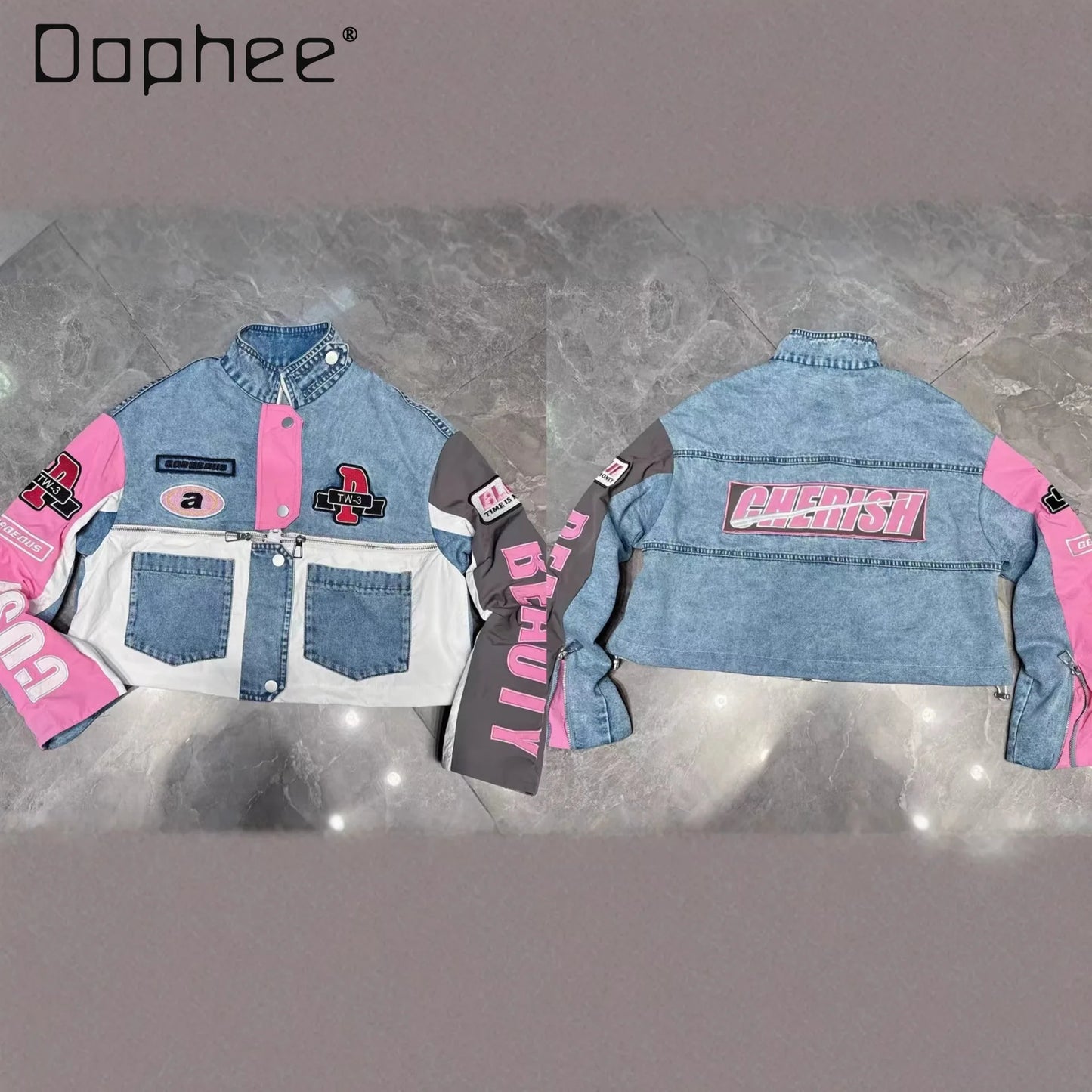 Ensemble décontracté tendance européenne pour femme, nouvelle collection printemps 2026, avec haut à manches longues en denim brodé de lettres et pantalon à taille élastique