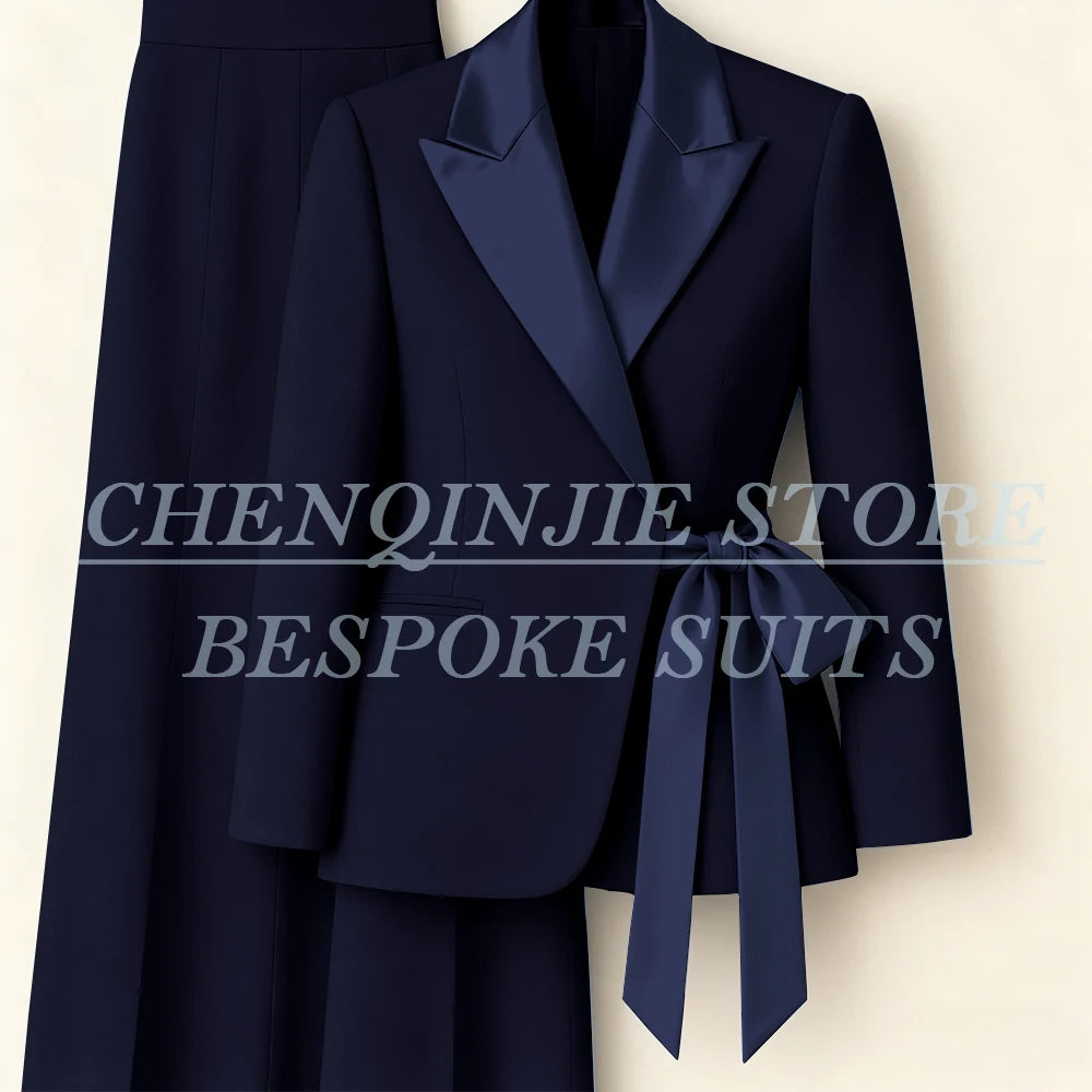 Costumes pour femmes personnalisés Blazer mode pic revers maigre bureau dame tenues formelle femme 2 pièces veste pantalon ensembles complets