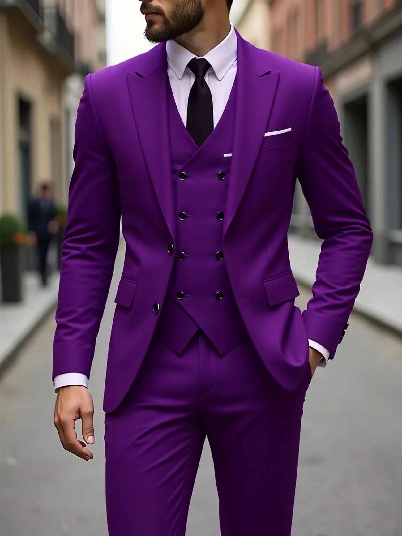 Tuxedos de mariage classique coupe ajustée marié pour hommes 3 pièces costume de garçons d'honneur hommes d'affaires formels costumes (veste + gilet + pantalon)