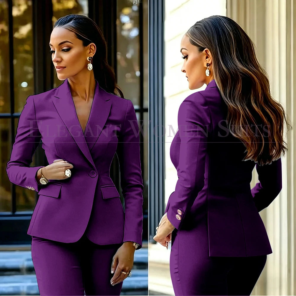 Costumes pour femmes roses, 2 pièces, veste et pantalon, vêtements féminins de luxe, double boutonnage, fente arrière, tenues, costumes