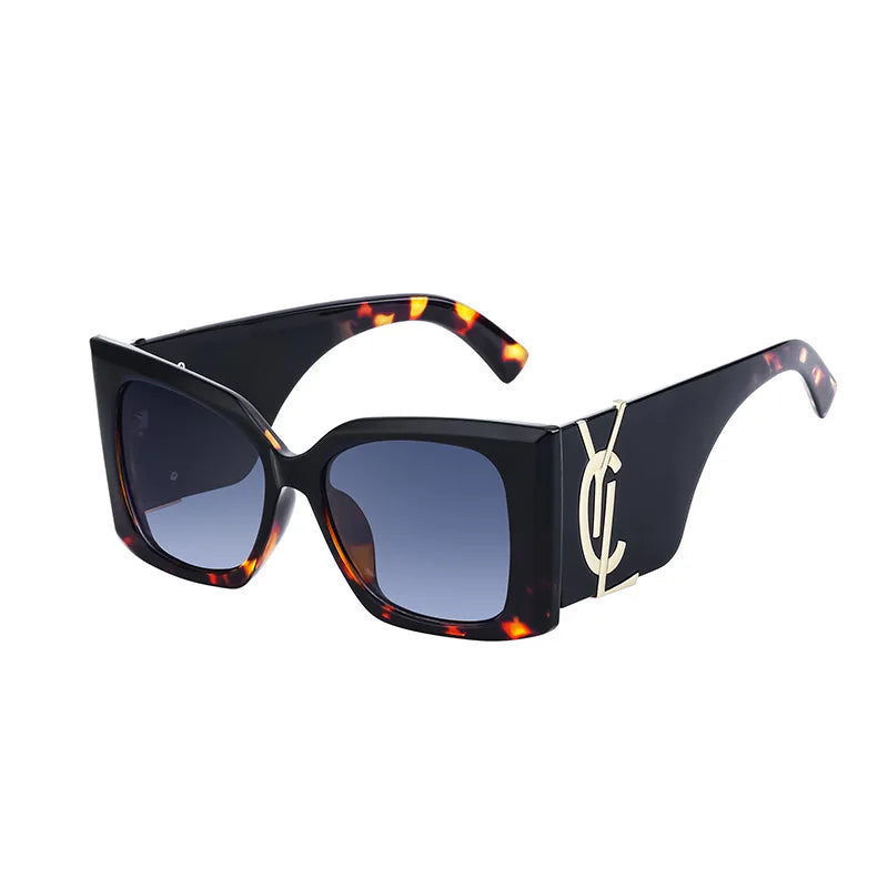 Lunettes de soleil carrées dorées rétro pour femmes, lunettes dégradées, grand cadre, nouvelle mode, lunettes de soleil respirantes œil de chat, luxe