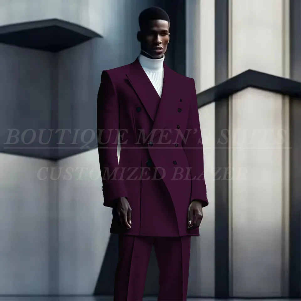 Costumes de conception de mode pour hommes, manteau long à double boutonnage, pantalon, smokings de mariage pour marié, blazer de fête, Rh, costume masculin, zones me, 2 pièces