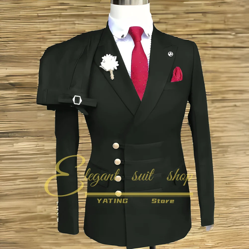 Costumes de mariage formels pour hommes, ensemble veste et pantalon 2 pièces, vêtements masculins à Double boutonnage