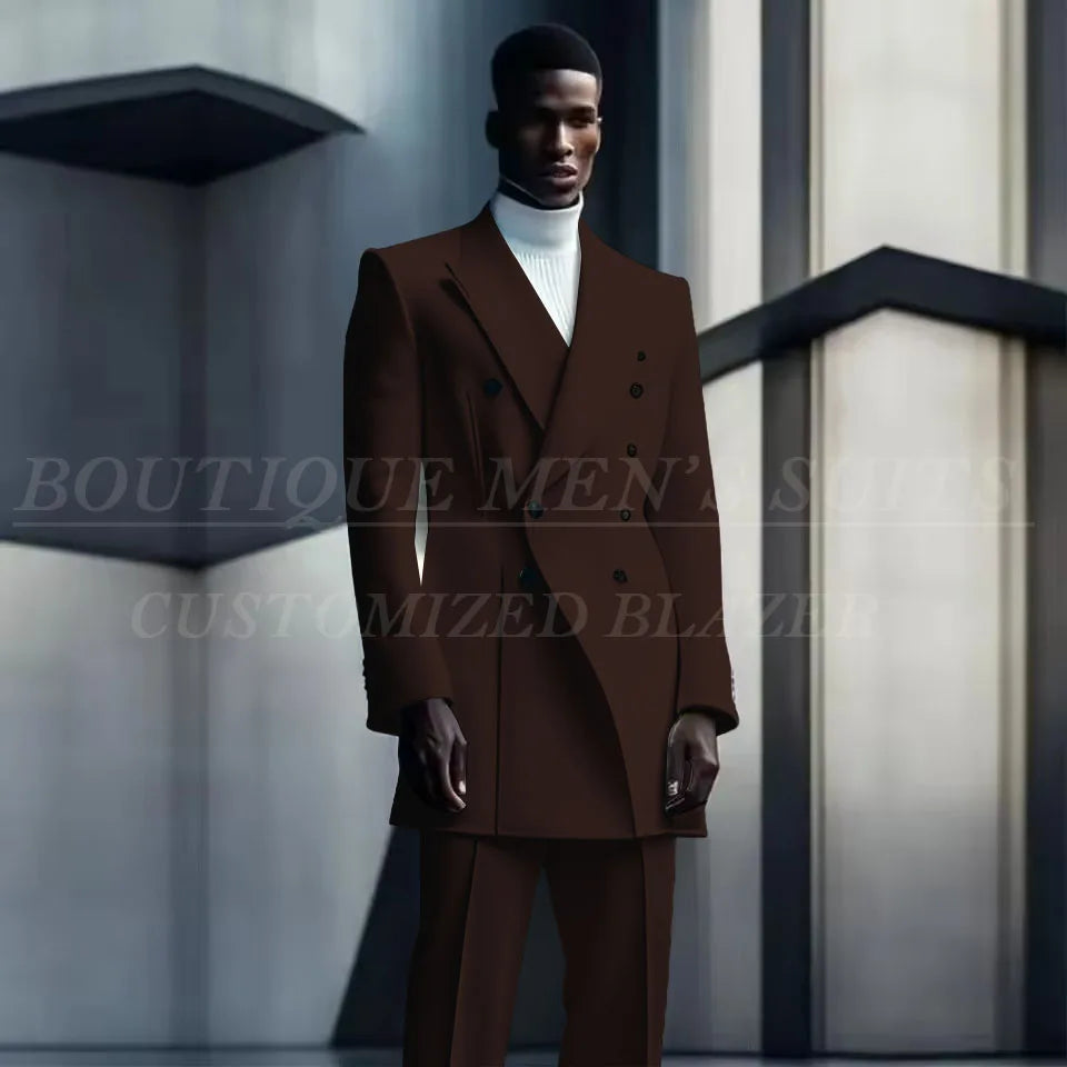 Costumes de conception de mode pour hommes, manteau long à double boutonnage, pantalon, smokings de mariage pour marié, blazer de fête, Rh, costume masculin, zones me, 2 pièces