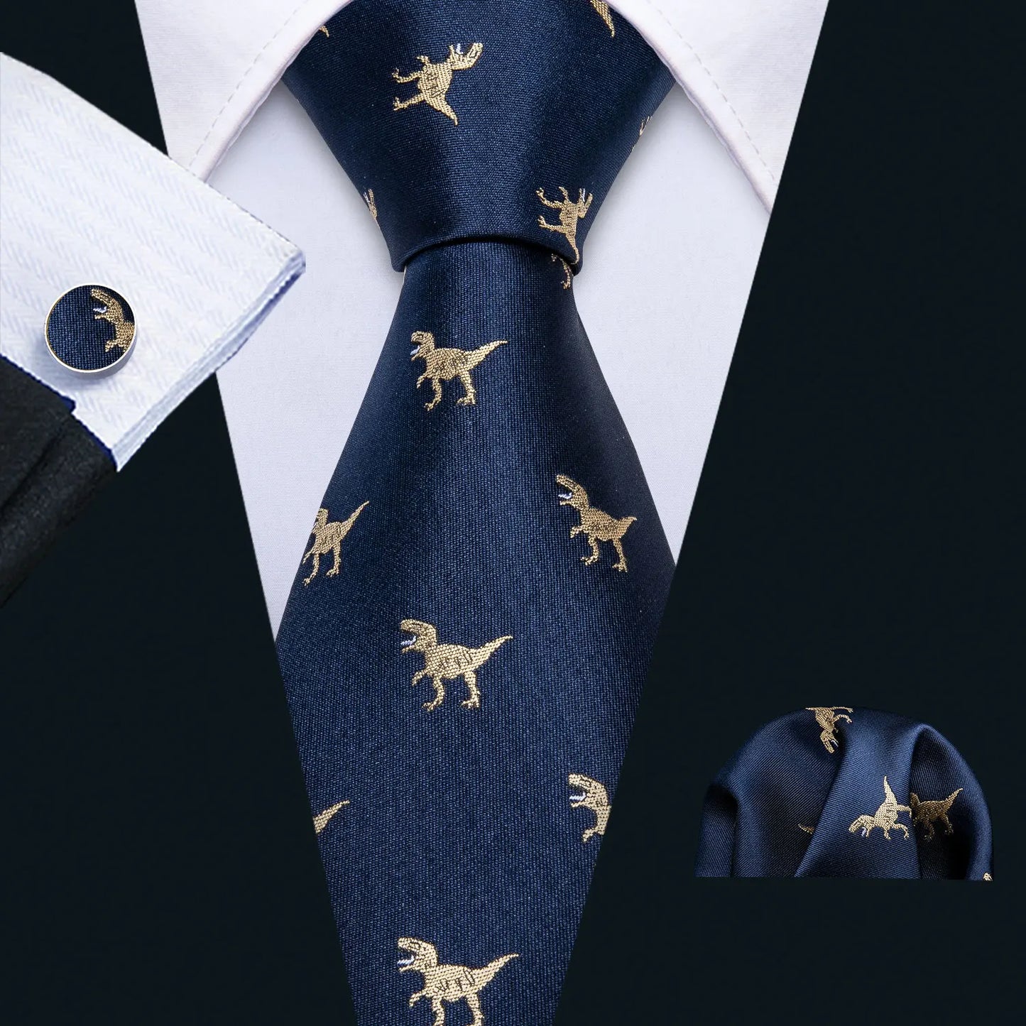 Hommes cravate or bleu marine rayé soie cravate Barry.Wang 3.4 "Jacquard fête mariage tissé créateurs de mode cravate pour hommes d'affaires