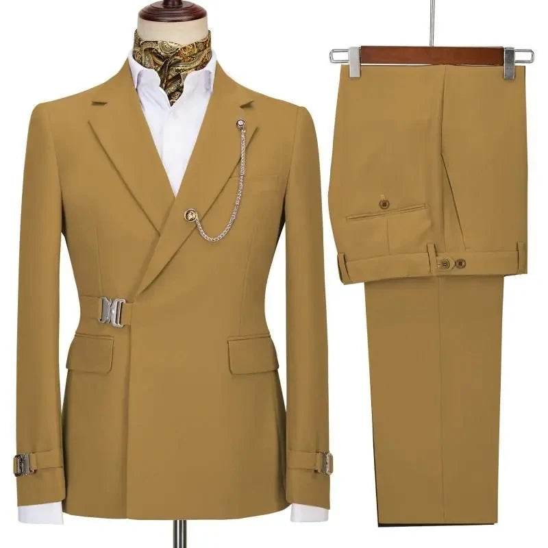 Costumes pour hommes Blazer pantalon pour hommes 2024 veste Design italien revers cranté fête mariage Slim Fit Costume Homme 2 pièces vêtements