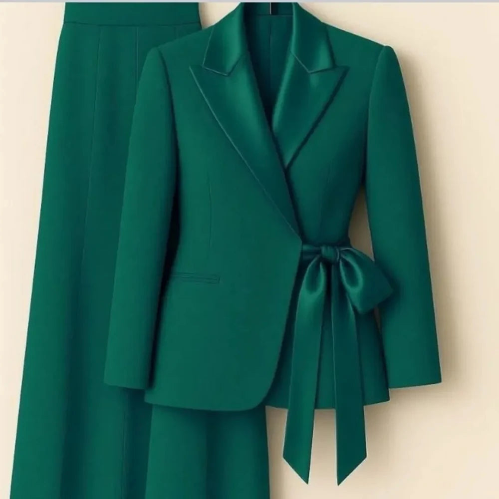 Costumes pour femmes personnalisés Blazer mode pic revers maigre bureau dame tenues formelle femme 2 pièces veste pantalon ensembles complets