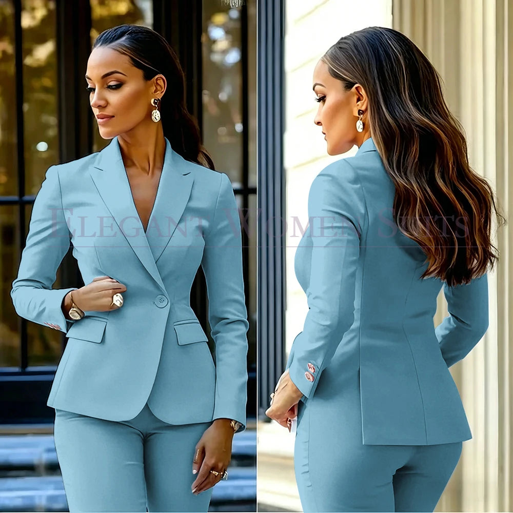 Costumes pour femmes roses, 2 pièces, veste et pantalon, vêtements féminins de luxe, double boutonnage, fente arrière, tenues, costumes