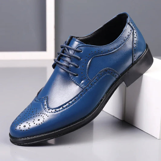 Chaussures Oxford en cuir véritable pour hommes, chaussures provoqué classiques, chaussures d'affaires formelles, chaussures de fête trempées