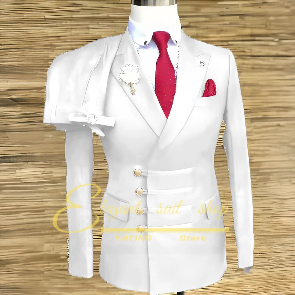 Costumes de mariage formels pour hommes, ensemble veste et pantalon 2 pièces, vêtements masculins à Double boutonnage