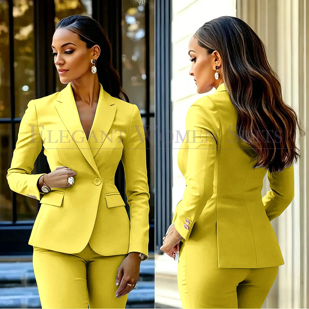 Costumes pour femmes roses, 2 pièces, veste et pantalon, vêtements féminins de luxe, double boutonnage, fente arrière, tenues, costumes
