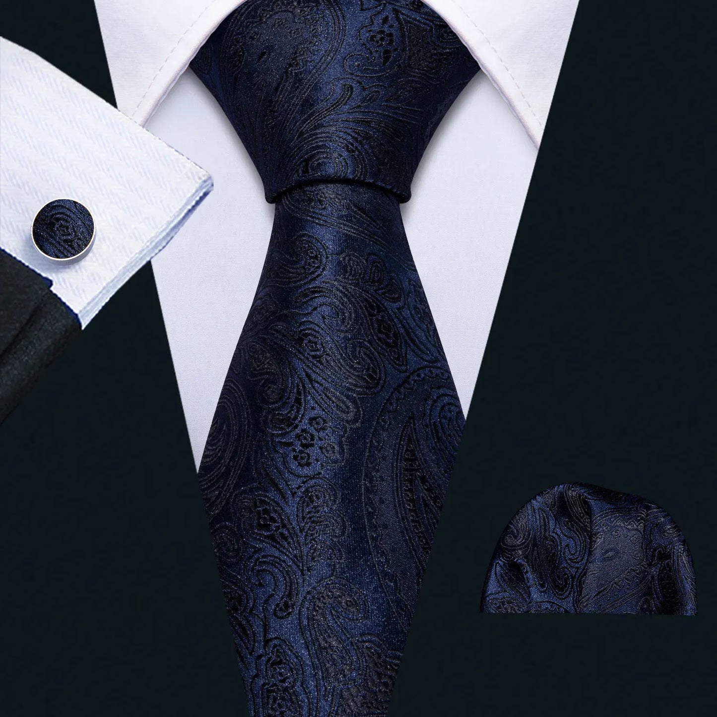 Hommes cravate or bleu marine rayé soie cravate Barry.Wang 3.4 "Jacquard fête mariage tissé créateurs de mode cravate pour hommes d'affaires