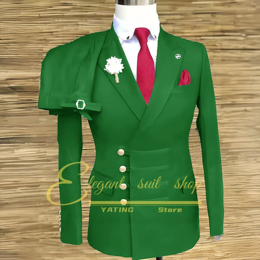 Costumes de mariage formels pour hommes, ensemble veste et pantalon 2 pièces, vêtements masculins à Double boutonnage