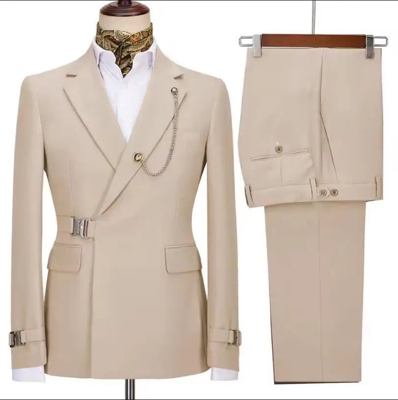 Costumes pour hommes Blazer pantalon pour hommes 2024 veste Design italien revers cranté fête mariage Slim Fit Costume Homme 2 pièces vêtements