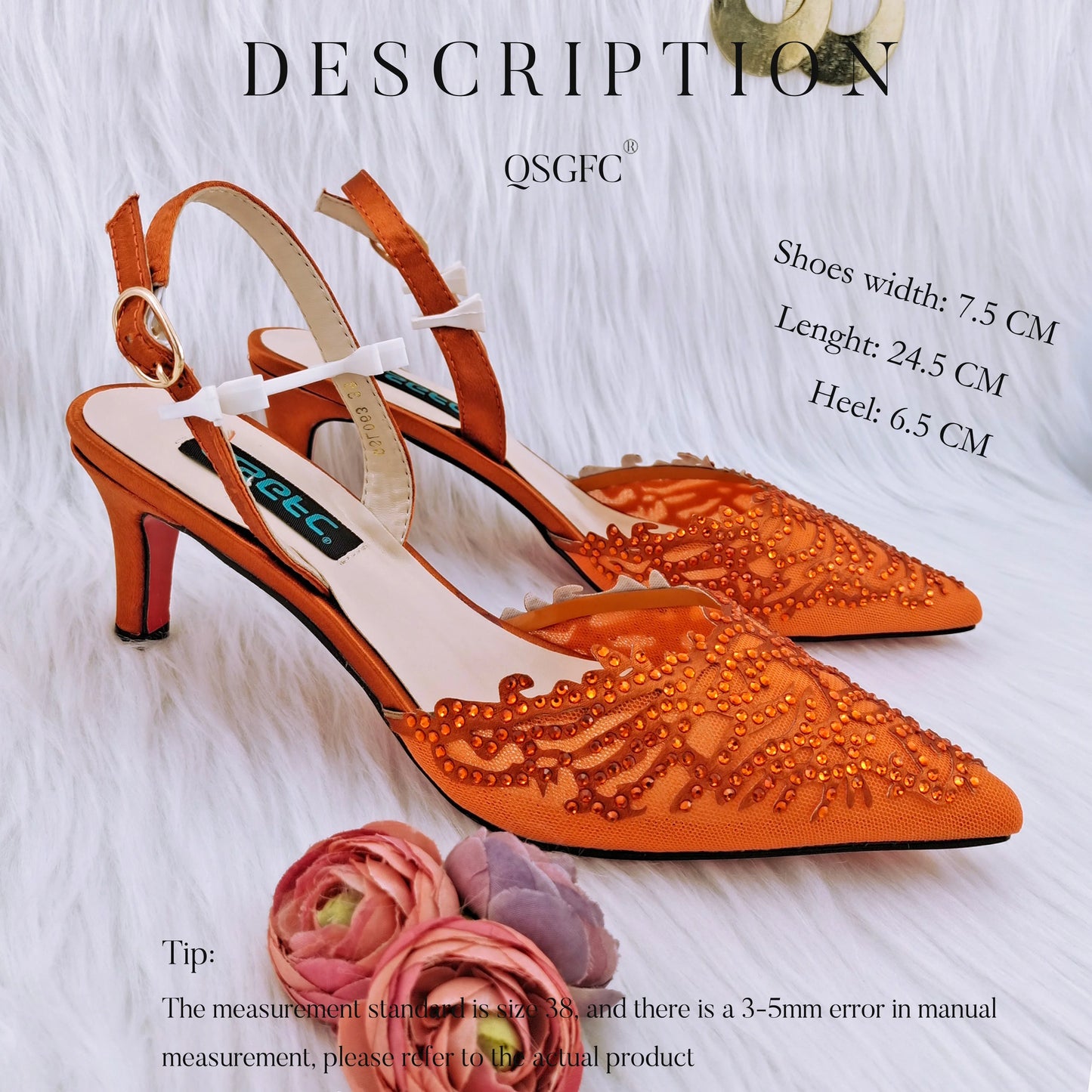 QSGDavid-Chaussures et sac en biscuits orange pour dames, décoration de lieux, creux avec le même document, belle fête, petit