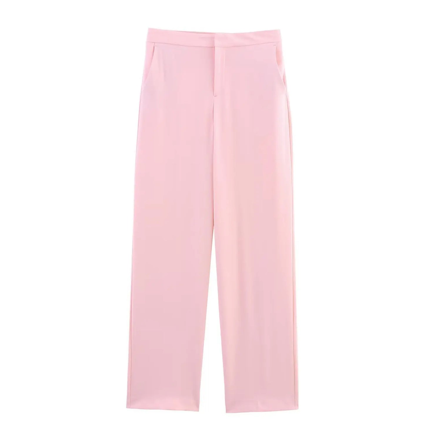 Femmes été nouvelle mode plume rose pantalon costume revers à manches longues costume veste taille haute poche banlieue pantalons décontractés